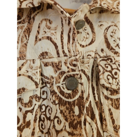 Additions By Chicos Size 0 Paisley Jacket Trucker Boho Brown Pockets - Picture 3 of 9